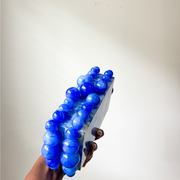 Cult Gaia EOS Beaded Acrylic Clutch Bag (Blue) - Picture 3 of 8